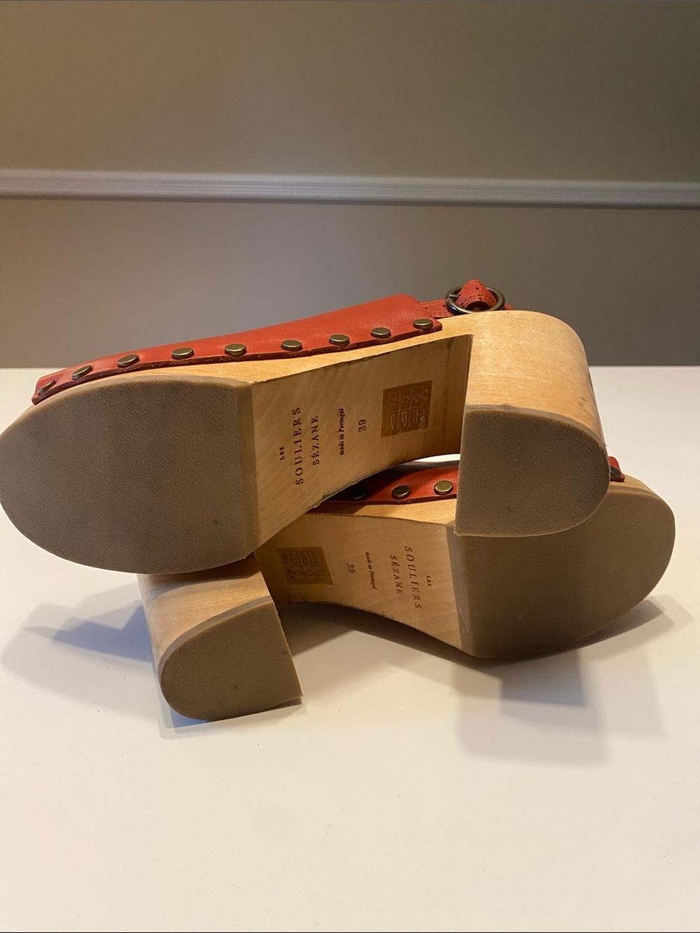 NEW Sezane Dakota High Clogs Terracotta Leather Size 39 (US 8) - Picture 9 of 9